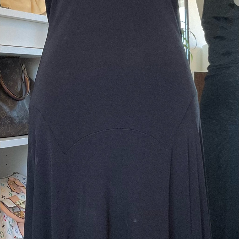 Elegant Black stretch crepe racer back dress